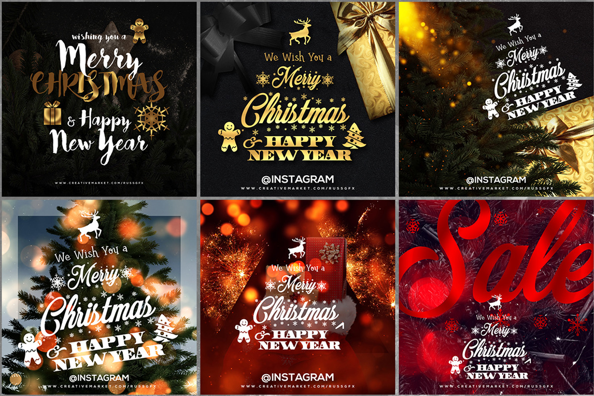 24 Instagram Christmas Posts, a Social Media Template by RussGFX (Photo 8 of 9)