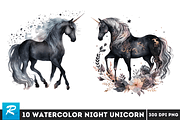 Watercolor Night Unicorn Clipart Bun, an Object Graphic by Regulrcrative (Thumbnail 2 of 7)