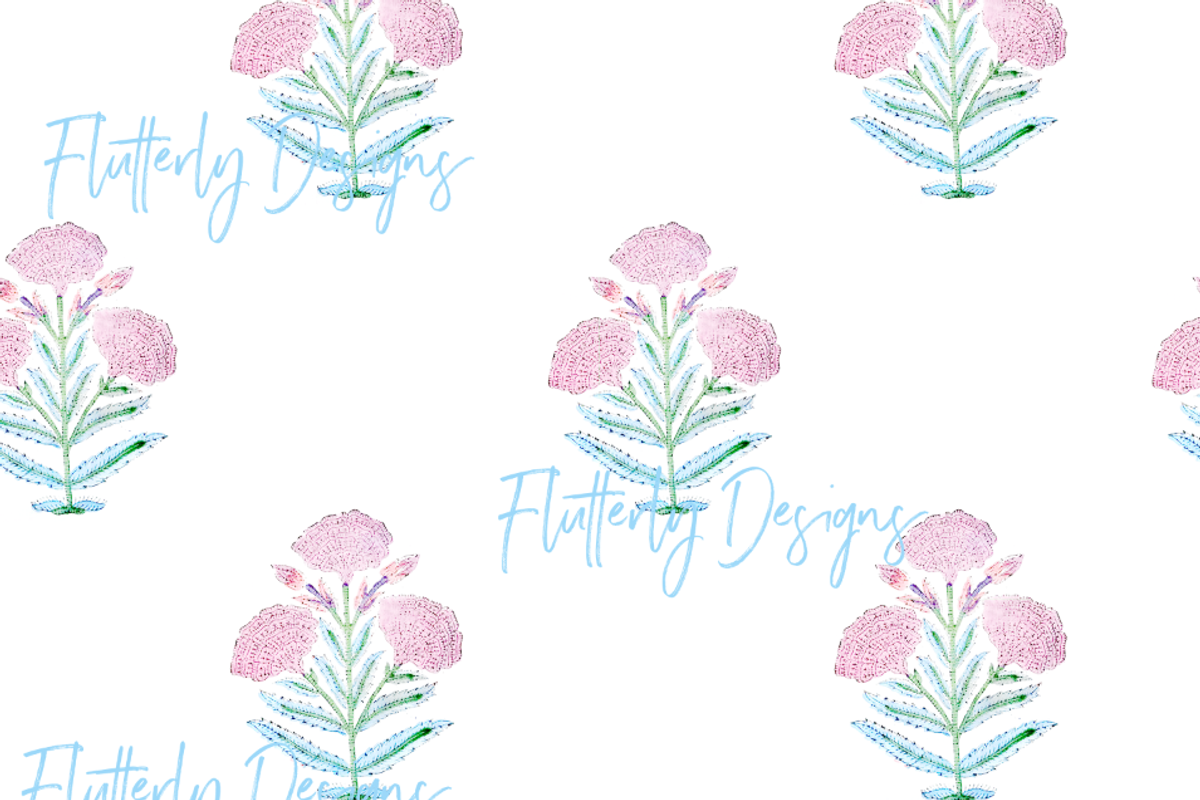 Block print floral pattern seamless, a Pattern Graphic by Grandmillennial Lane