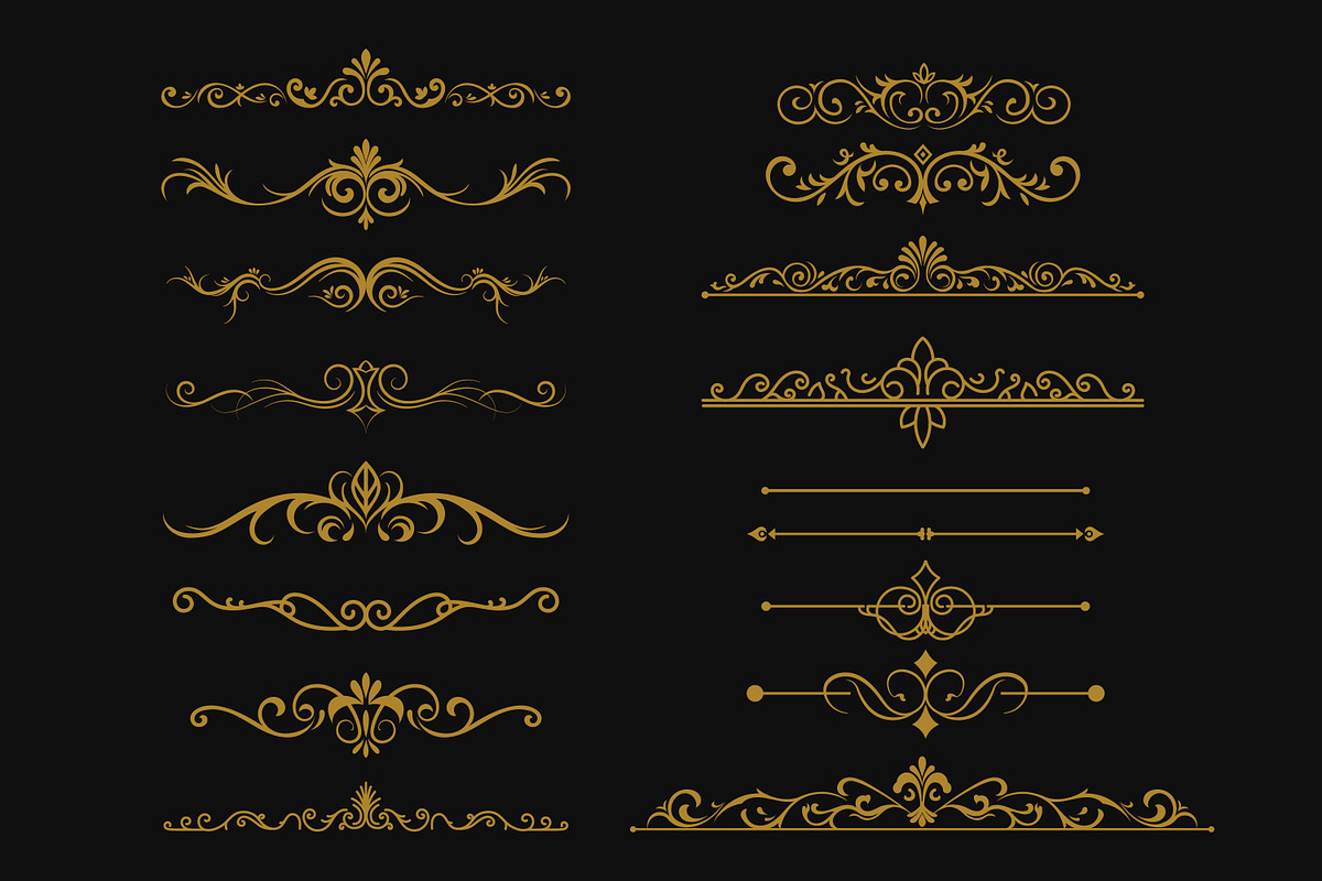 Elegant Ornate Golden Designs, a Decorative Illustration by Saba Vector