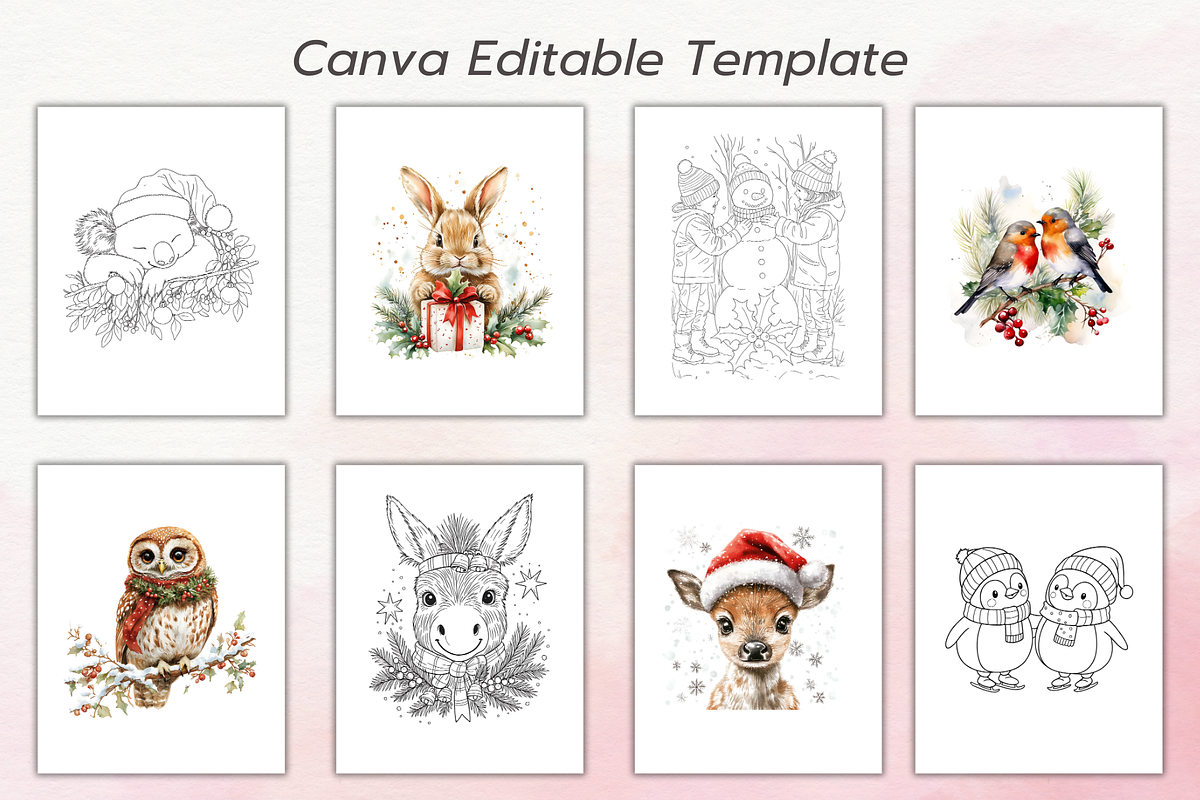 50 Christmas Coloring Pages Bundle, a Seasonal Illustration by Daffodil Dream Studio (Photo 4 of 8)