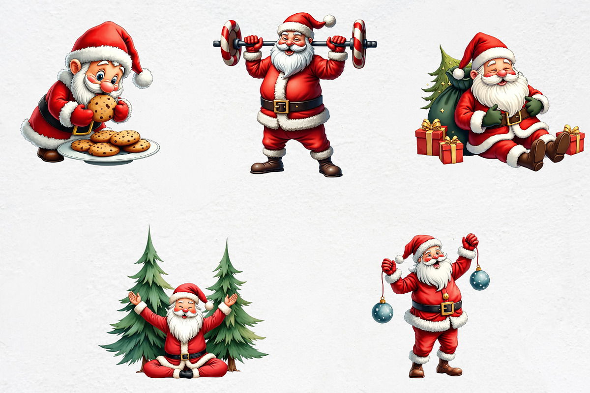 Funny Christmas Santa Clipart Bundle, an Illustration by CrexoraLab (Photo 3 of 5)