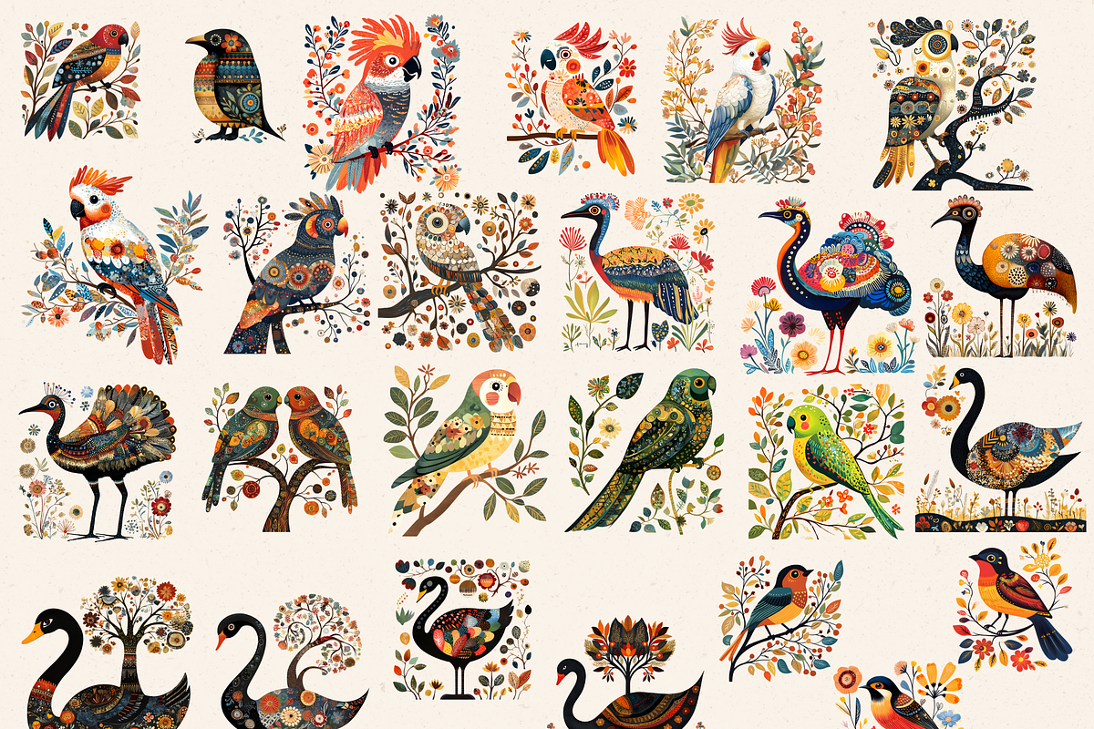 Australian Bird Clipart Folk Art PNG, an Animal Illustration by Daring Digies (Photo 7 of 10)