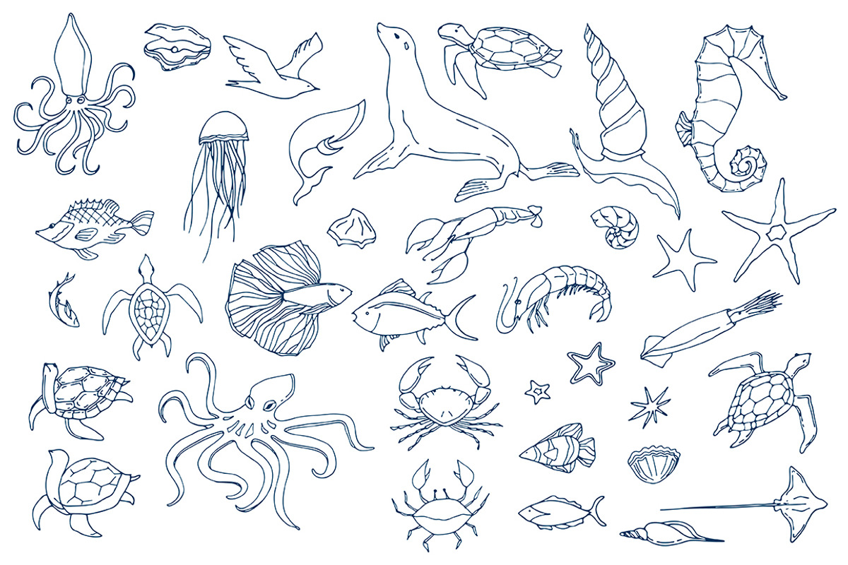 Vector sea creatures, an Object Graphic by CARROTDESIGN (Photo 2 of 6)