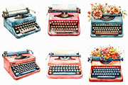 Watercolor Typewriter Clipart, an Illustration by Libby Wishes (Thumbnail 3 of 10)