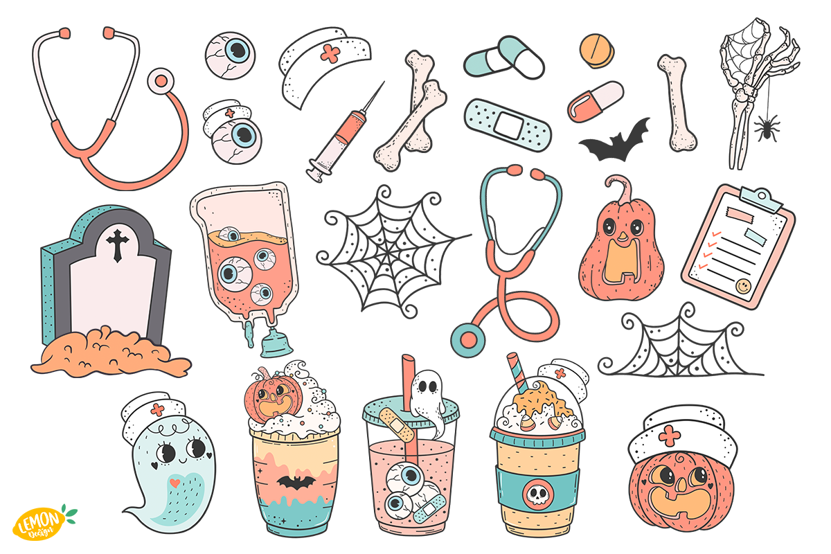 Halloween Nurse PNG Clipart Bundle, a Seasonal Illustration by LemonDesign (Photo 3 of 3)