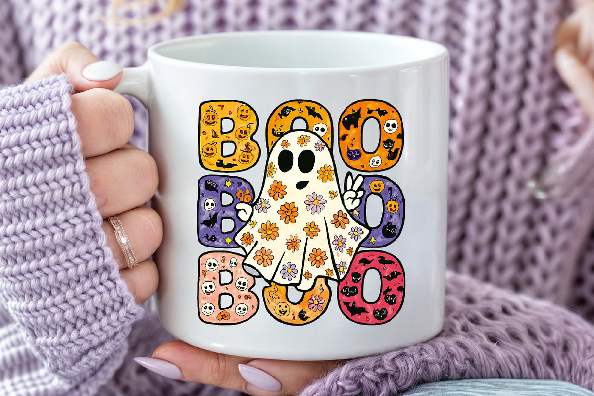 Halloween Floral Ghost with BOO PNG, an Illustration by Craft Nest (Photo 5 of 6)