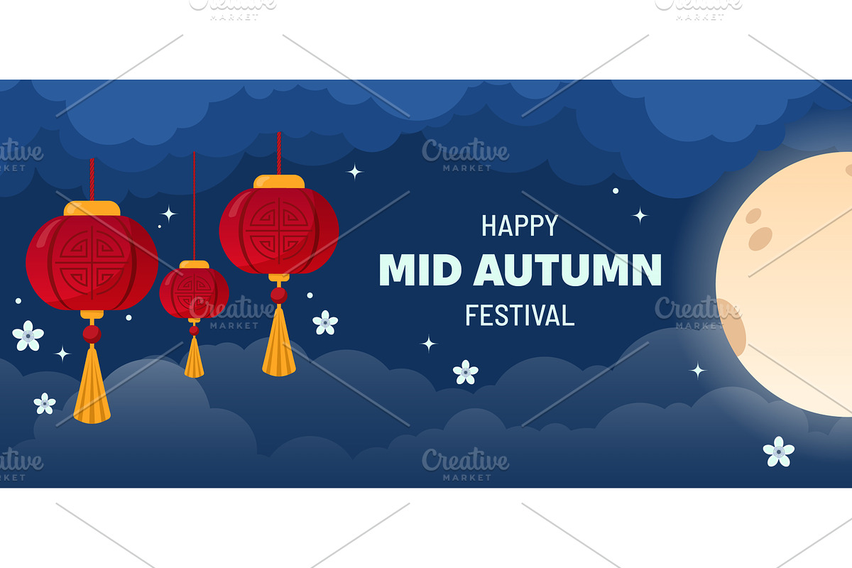 Mid Autumn Festival Banner Design, an Illustration by JeanBet