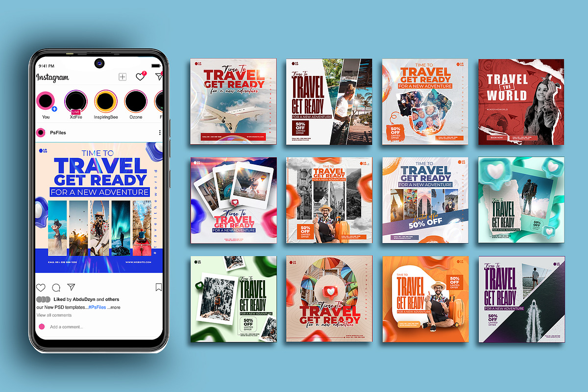 Travel and tour social media posts, a Social Media Template by graphic bakers (Photo 1 of 4)
