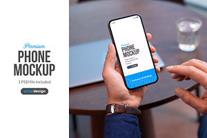 Cafe Table Phone Mockup, an iPhone Mockup by SimplDesign