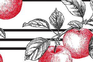 Elegant pattern with red apples, a Food & Drink Photo by MistyDay