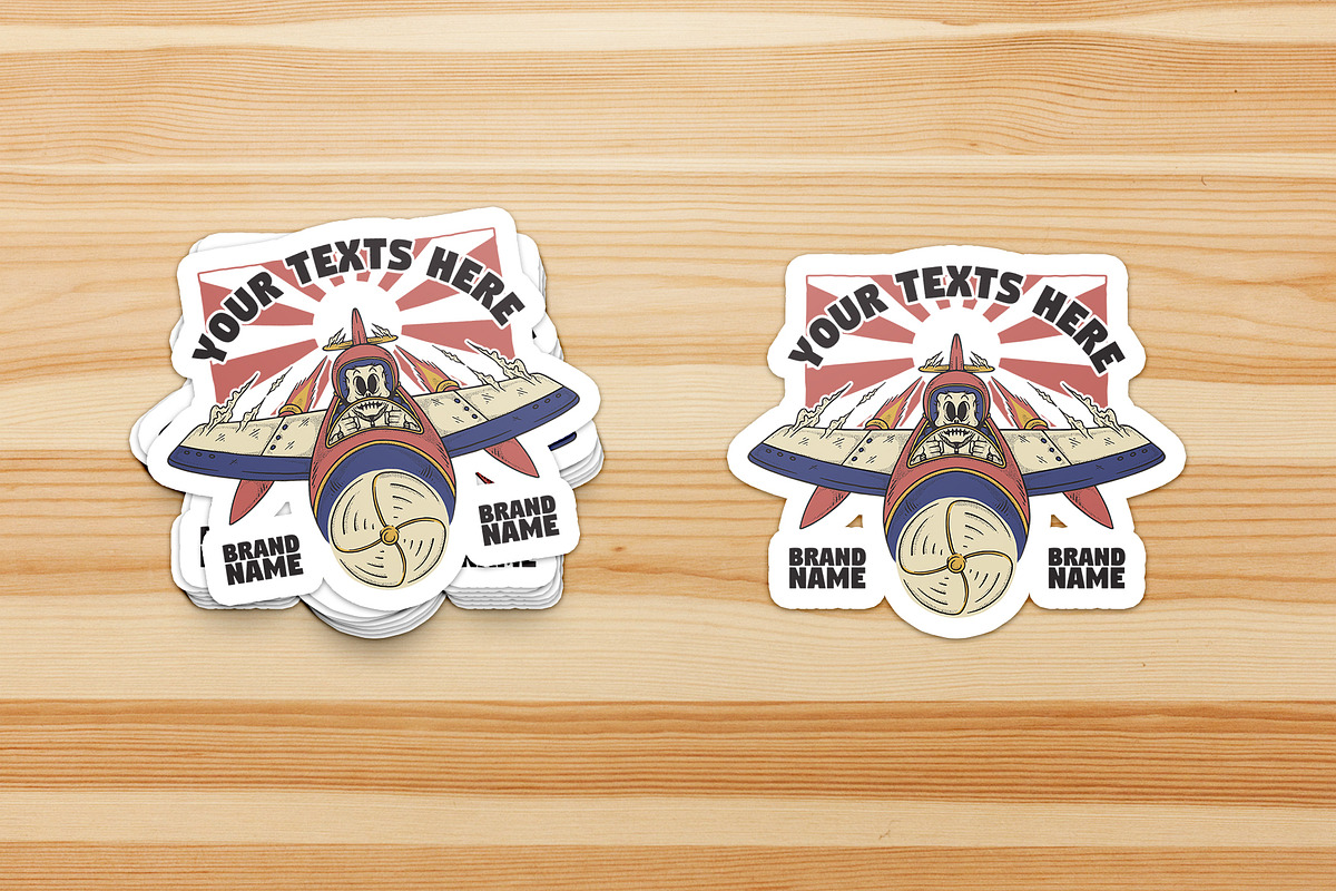 retro skeleton riding warplane, a Branding & Logo Template by Judsart (Photo 2 of 3)