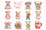 Watercolor Romantic Teddy Bears Clip, a Seasonal Illustration by Design Market (Thumbnail 2 of 5)
