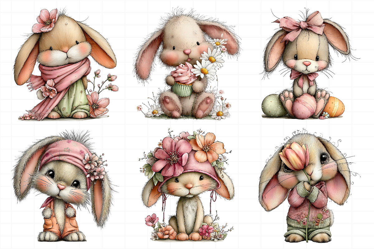Whimsical Spring Bunny Clipart, an Illustration by Daily.Designs (Photo 6 of 8)