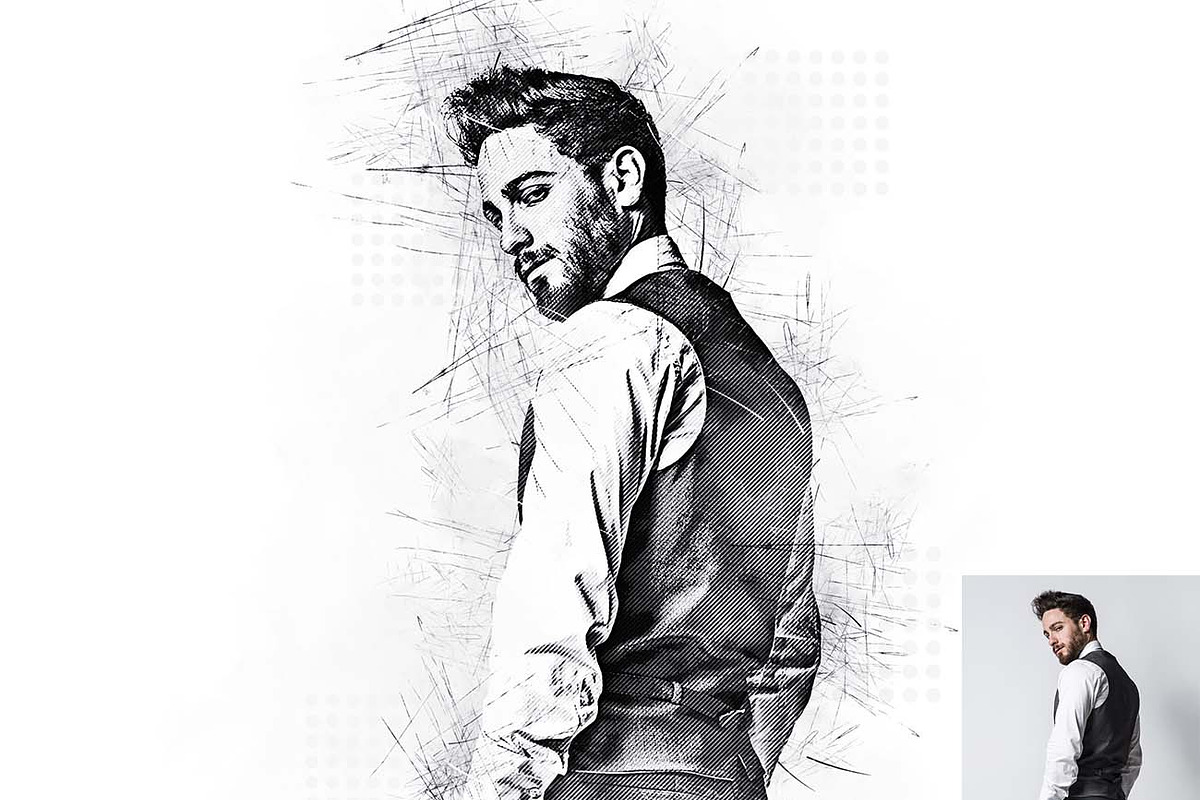 Sketch Halftone FX Photoshop Action, an Action Add-On by Studio Retouch (Photo 8 of 15)