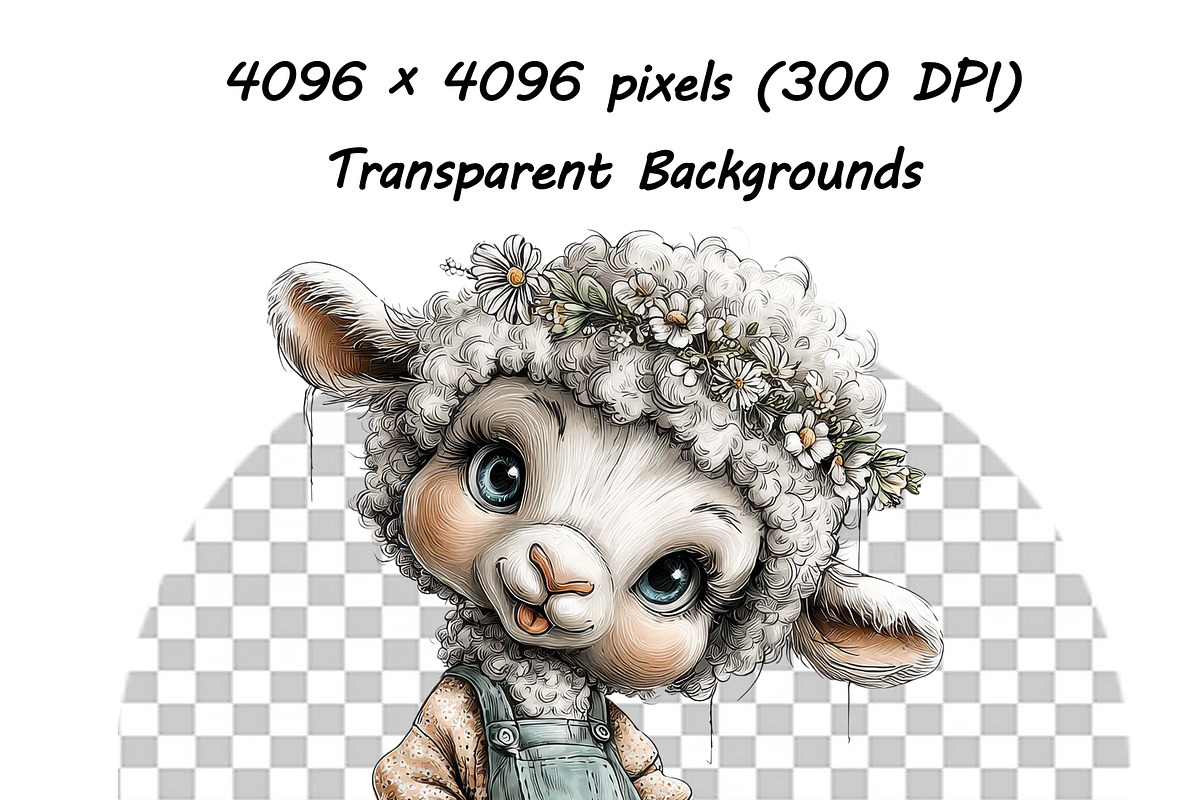 Whimsical Baby Animal Watercolor png, an Illustration by one-touch (Photo 7 of 18)