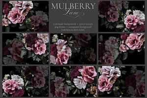 Mulberry Floral Clip Art Pattern Kit