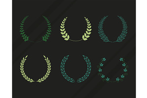 six laurel wreaths icons, an Illustration by studiogstock
