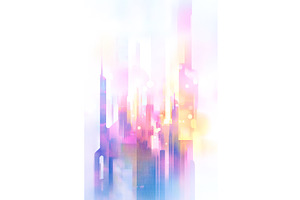 Abstract pastel cityscape with, an Illustration by Lermont51