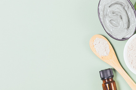 Natural organic cosmetics flat lay with clay and essential oil, a Beauty & Fashion Photo by progressman