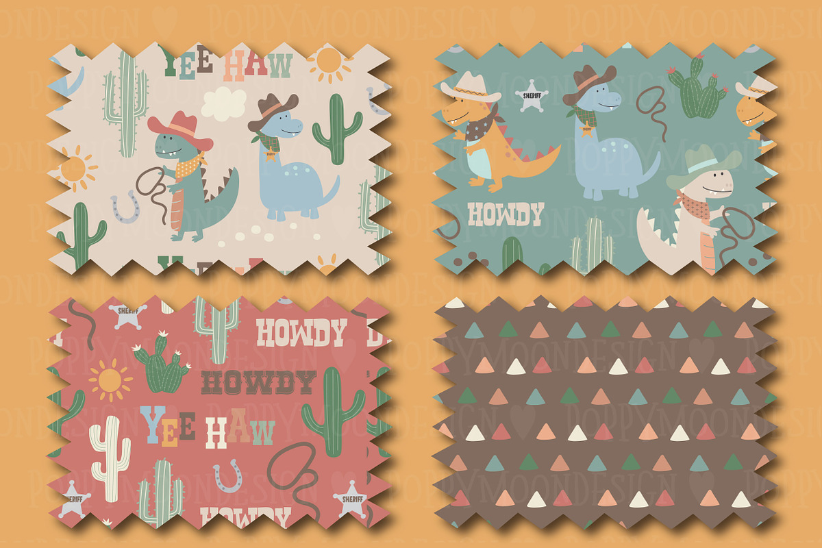 Wild Dinos clipart & paper set, an Illustration by Poppymoondesign (Photo 3 of 5)