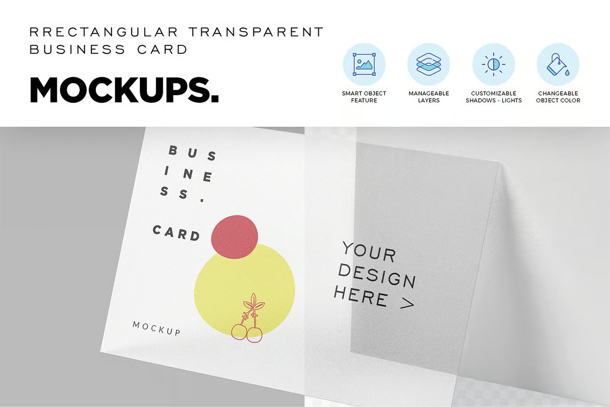 EU Transparent Business Card Mockups, an Advertising Mockup by megostudi0 (Photo 6 of 6)
