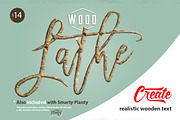 Wood Lathe - Real wood text maker, a Layer Style Add-On by envirographic (Thumbnail 1 of 7)