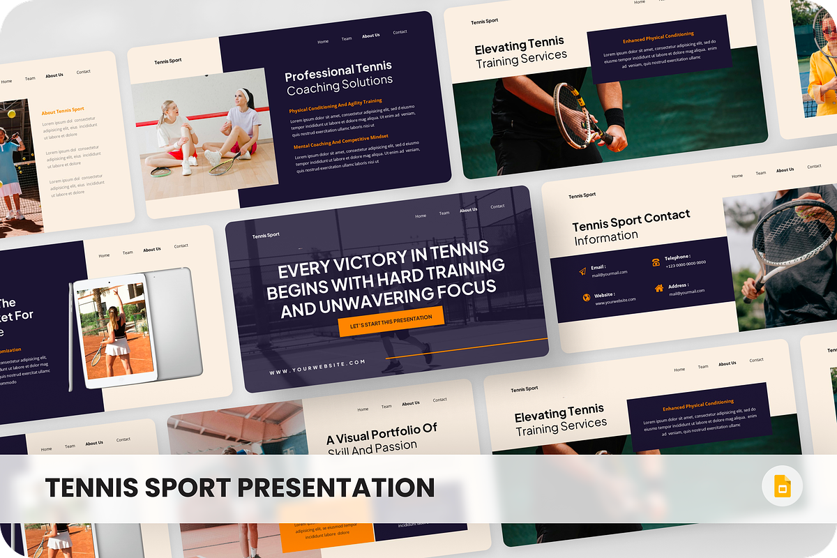 Tennis Sport Google Slides, a Presentation Template by SquidPixey (Photo 1 of 6)