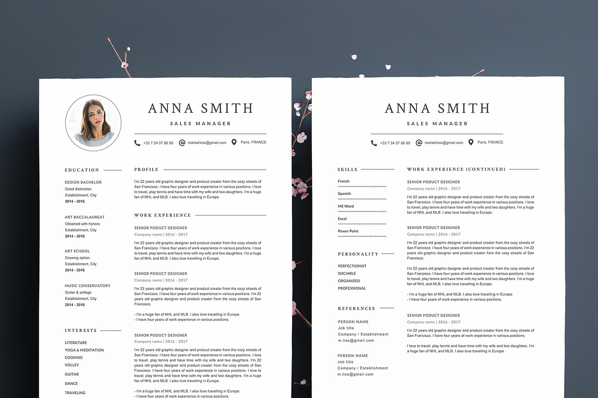 Modern Resume Template ANNA A4, a Resume Template by Graace Studio (Photo 2 of 4)