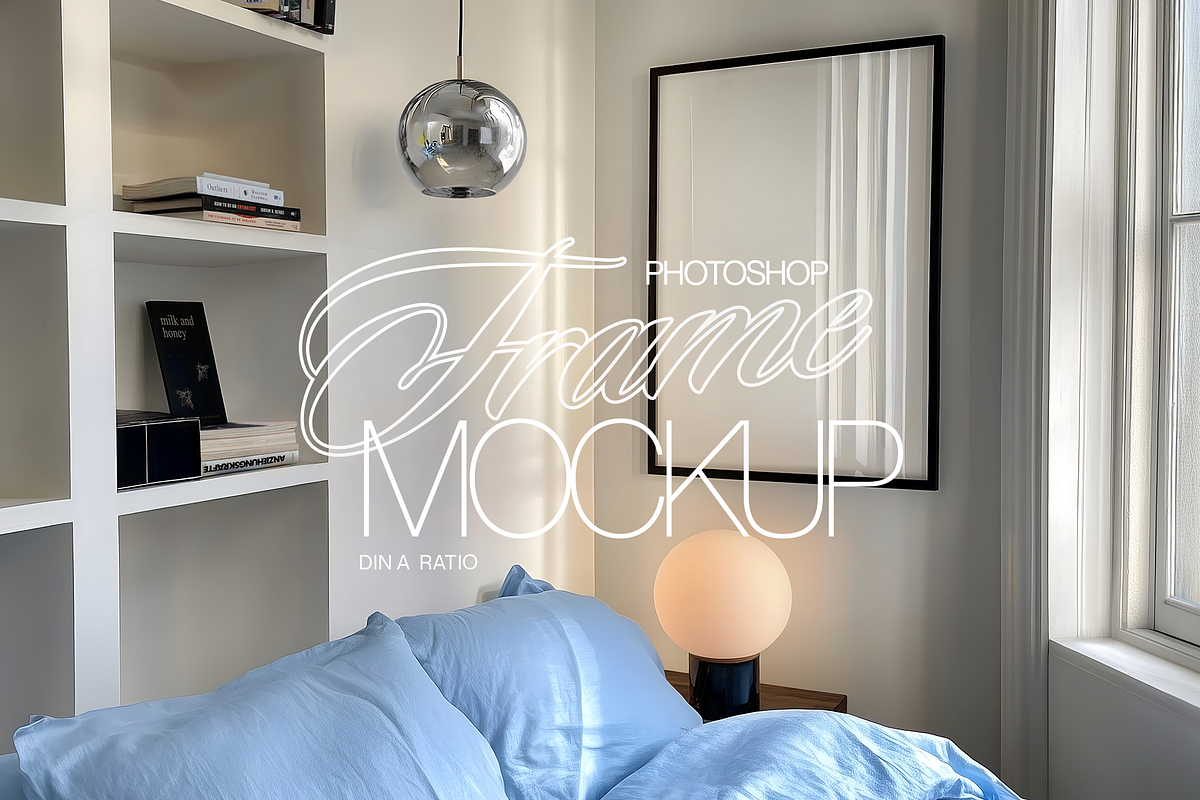 A2 Frame Bedroom Scene Mockup, a Mockup by WasMockups (Photo 1 of 5)