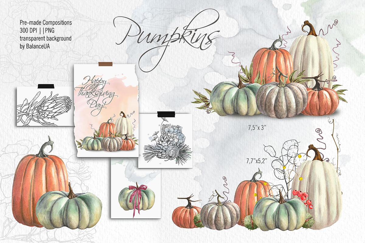 Thanksgiving Watercolor Clipart, an Illustration by BalanceUA (Photo 3 of 13)