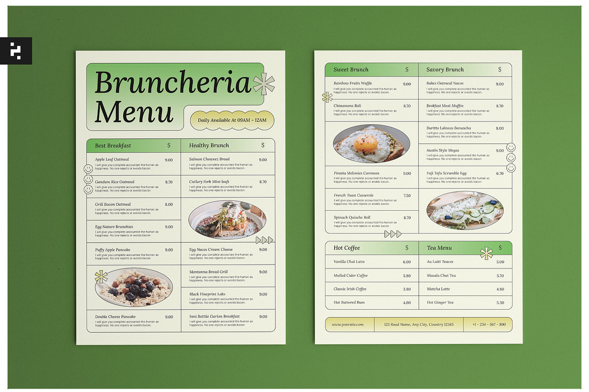 Y2K Brunch Cafe Menu, a Stationery Template by Neermana (Photo 1 of 4)