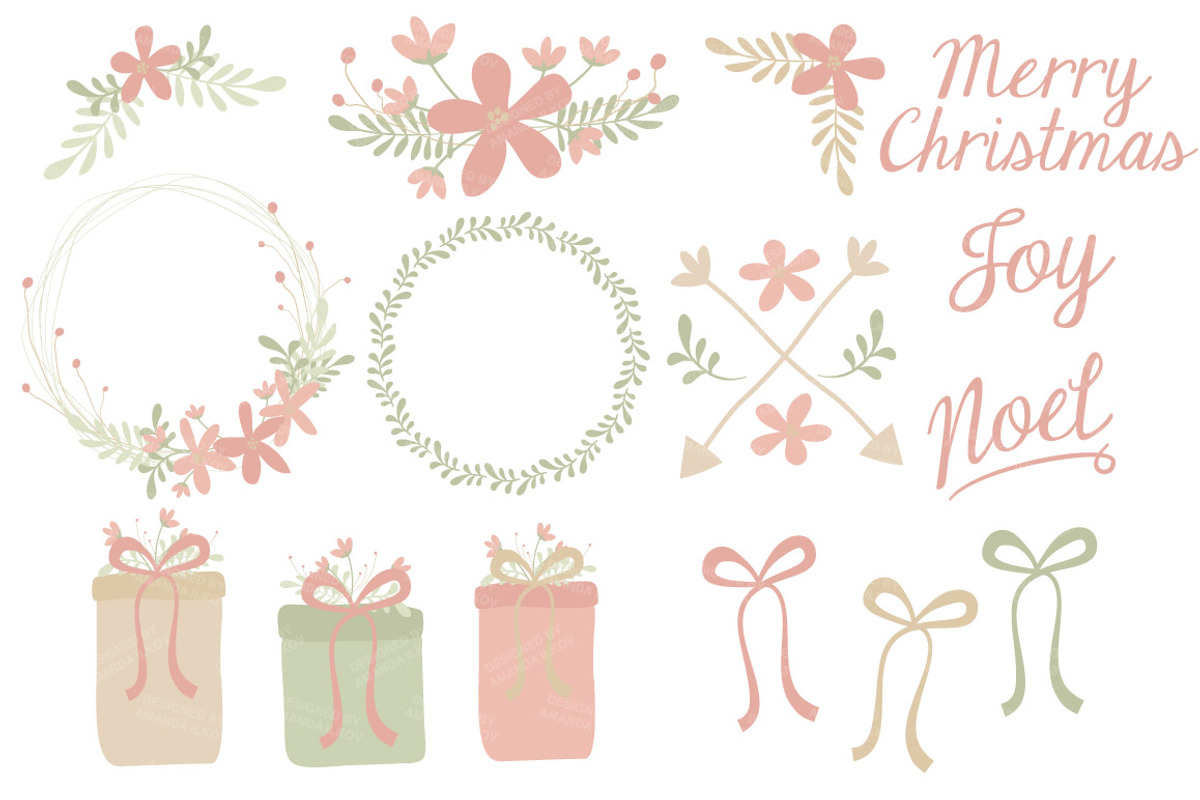Pastel Christmas Wreaths & Patterns, an Illustration by Amanda Ilkov (Photo 3 of 5)