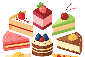Assortment of sweet cake slices, a Food Illustration by SouravDesign