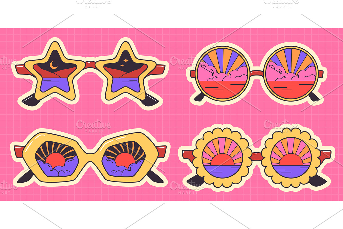 Retro sun glasses sticker designs, an Object Illustration by art PVP - market