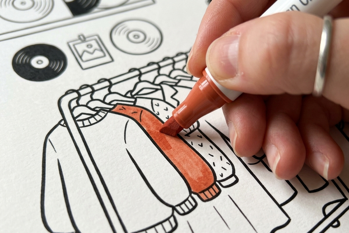 Cozy Girl Moments Coloring Pages, a Person Illustration by Image for Sale (Photo 2 of 3)