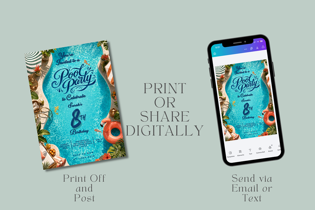 Pool Birthday Party Invitation, an Invitation Template by InvitingStorys (Photo 9 of 12)