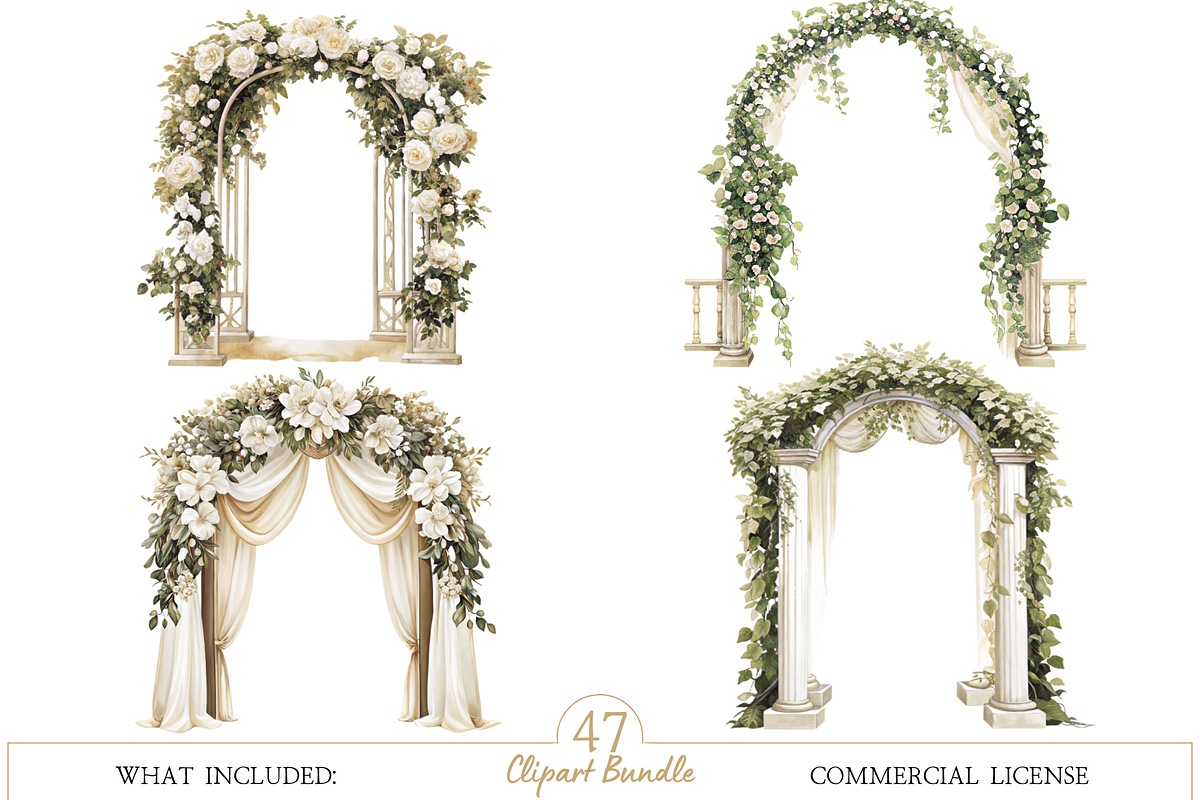 Watercolor Boho Wedding Clipart, an Illustration by MockupWizard (Photo 4 of 6)