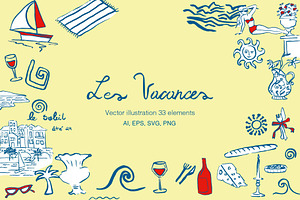 Les vacances-french summer vectors