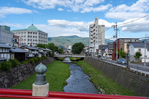 View of the Metoba River from a bridge in Matsumoto, an Architecture Photo by GoodGoods