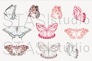Butterfly & Pink Floral Clipart, a Decorative Illustration by STASIstudio (Thumbnail 2 of 3)
