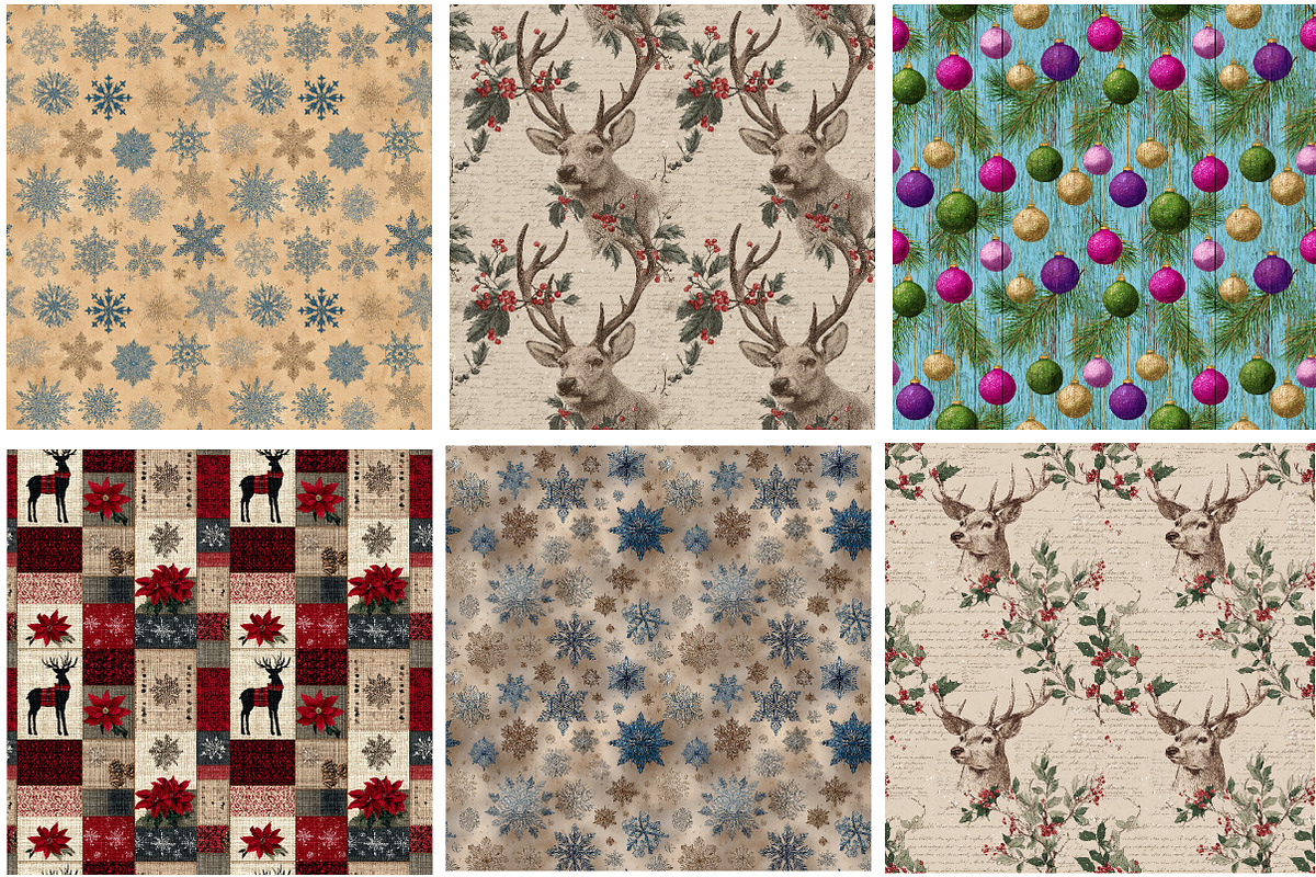 Vintage Christmas Paper Sublimation, an Illustration by Designking (Photo 3 of 4)