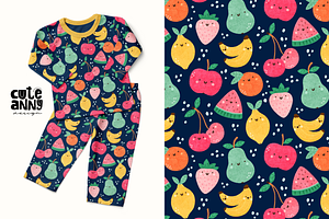 Pattern with funny fruits