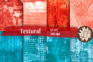 Coral and Blue Painted Papers