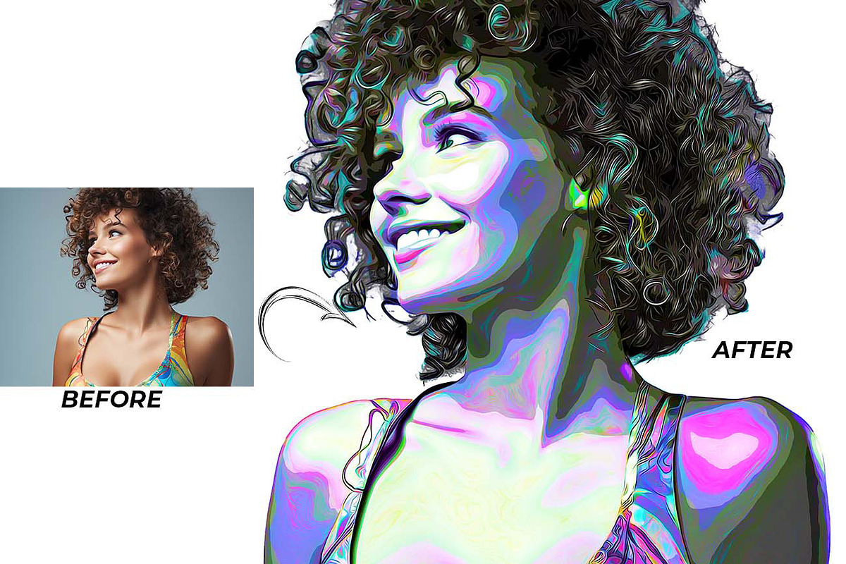 Neon Abstract Portrait FX, an Action Add-On by Studio Retouch (Photo 7 of 13)