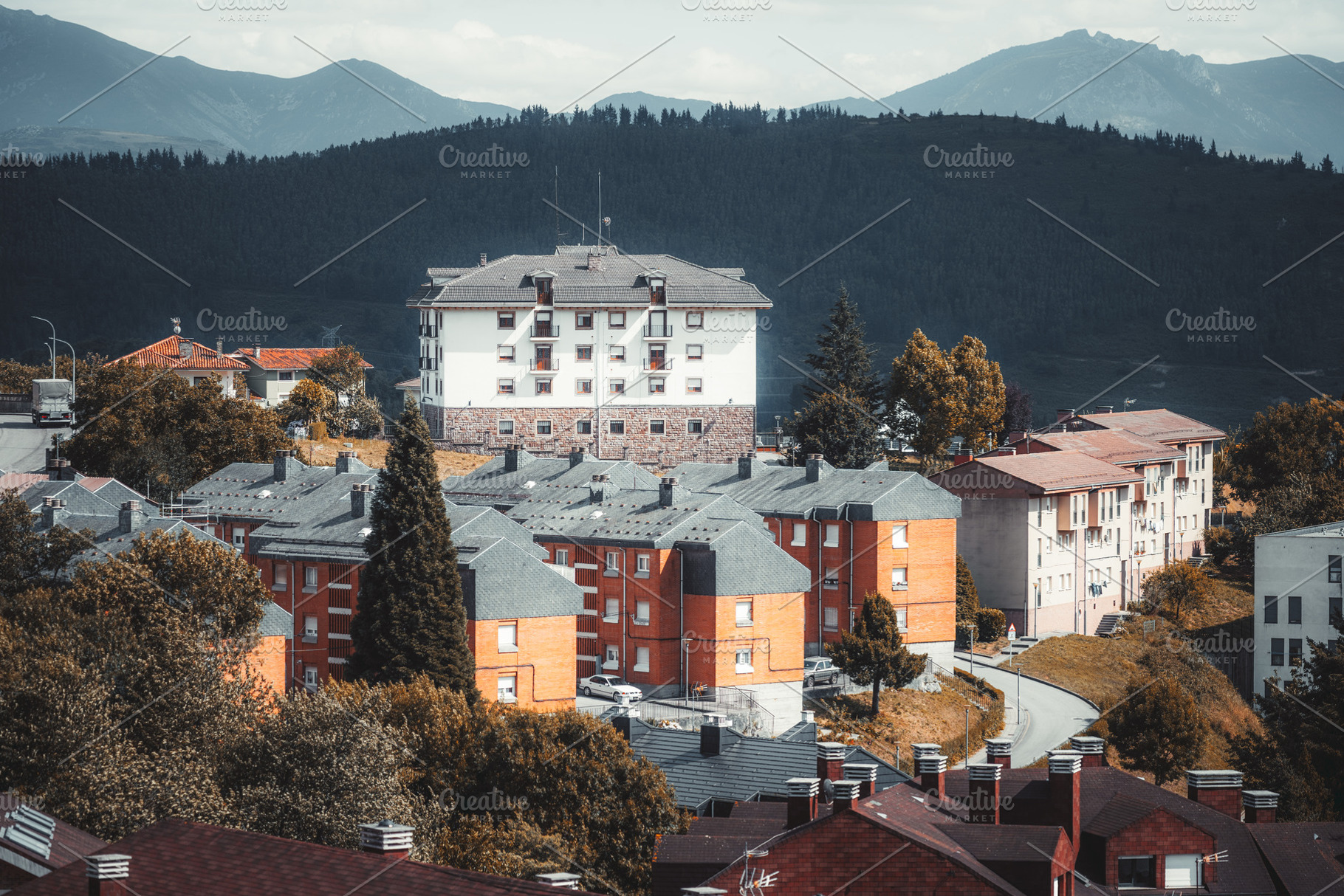 Tineo town with mountain view, an Architecture Photo by SkyNext