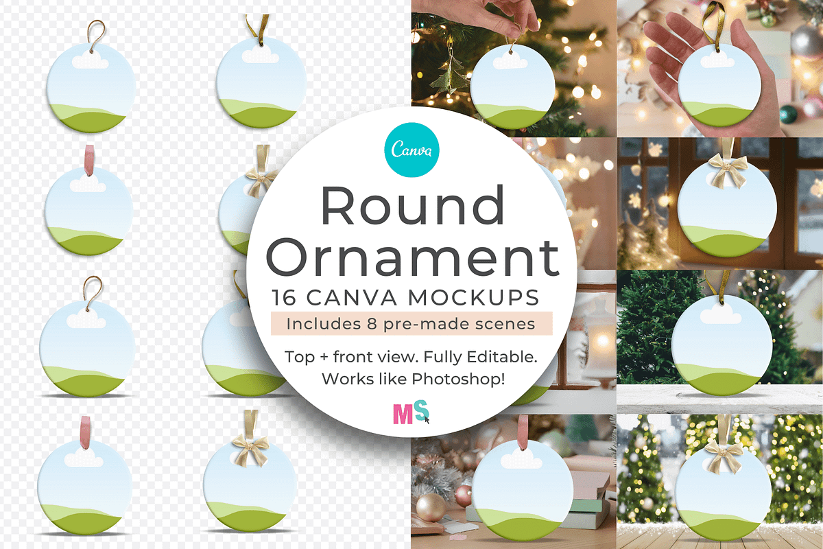 Round Ceramic Ornament Canva Mockup, a Mockup by Mockup Scene (Photo 1 of 15)