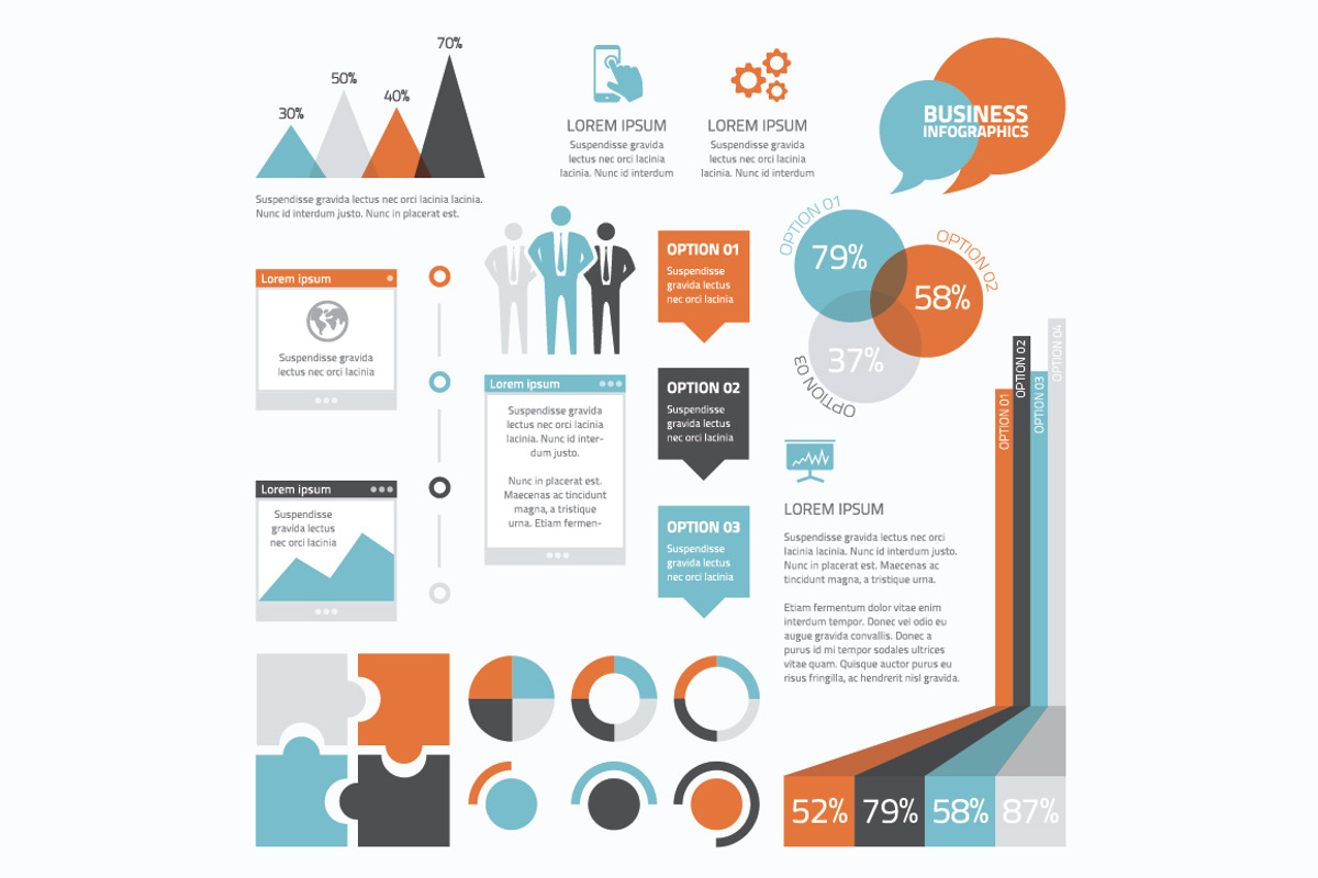 Retro flat business infographics, a Templates & Theme by Infographic Template Shop