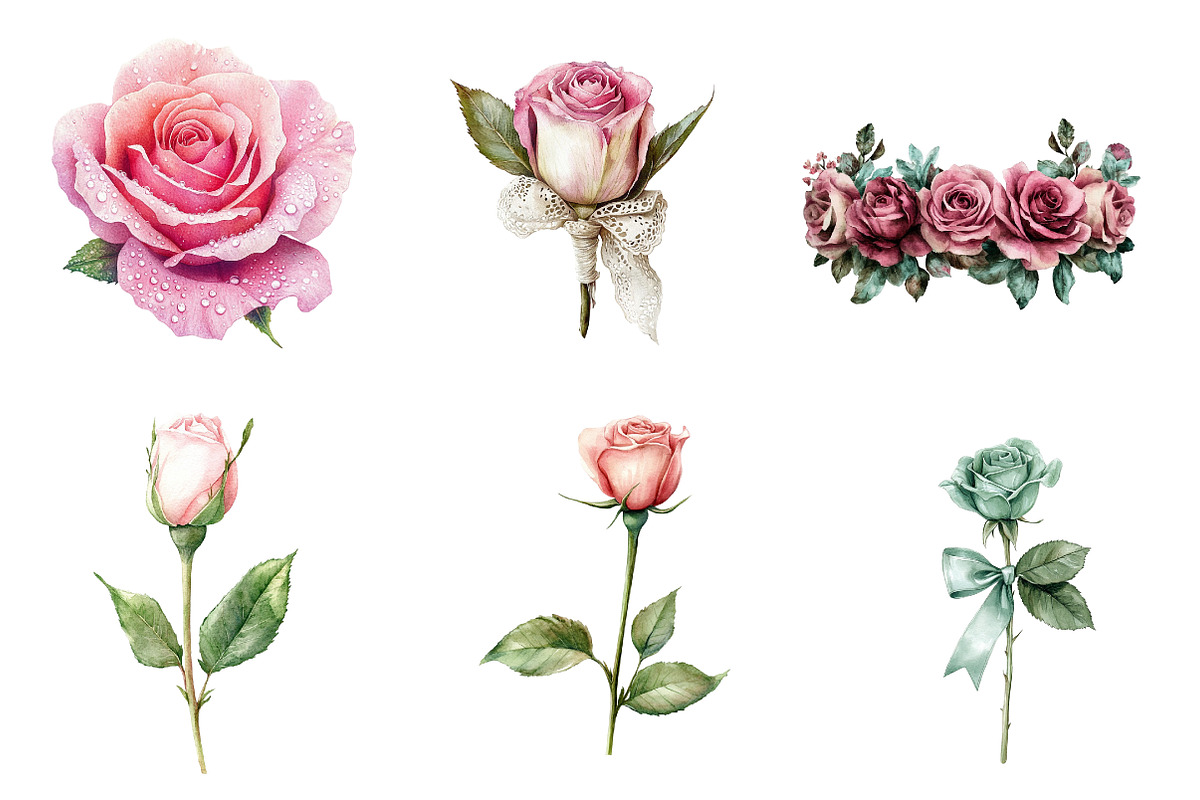 Mint and Pink Rose Garden Sublimatio, an Illustration by CreationArt (Photo 4 of 5)