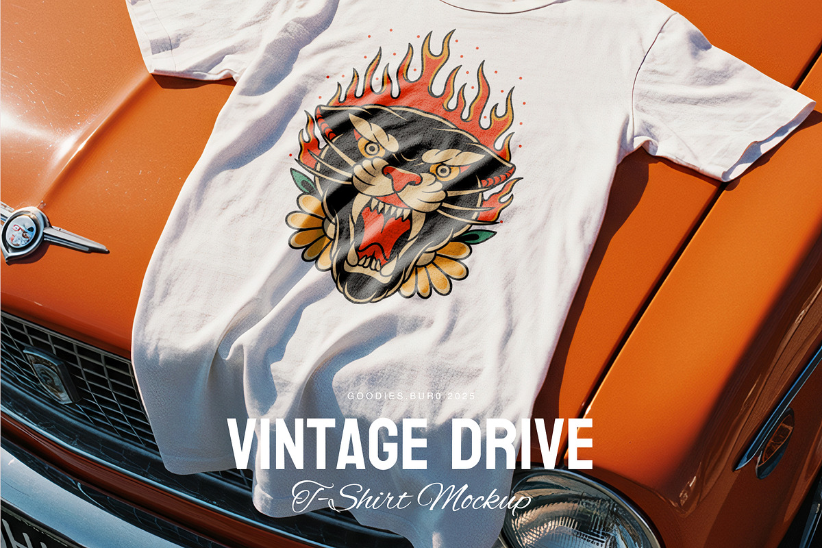Vintage Drive T-Shirt Mockup, a Shirt Mockup by Goodies.Buro (Photo 1 of 2)